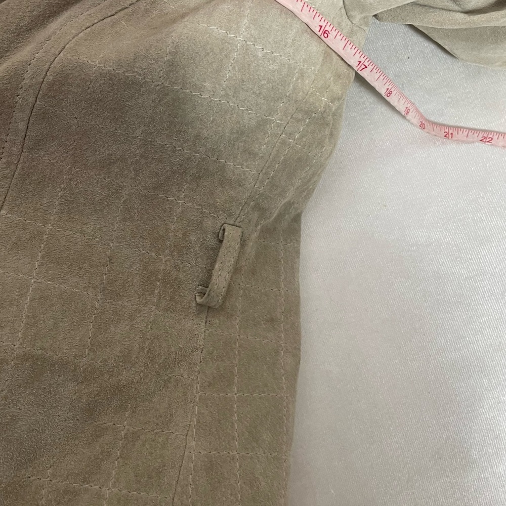 Iman suede 100% leather jacket grey zip up L womens trendy - Picture 7 of 11